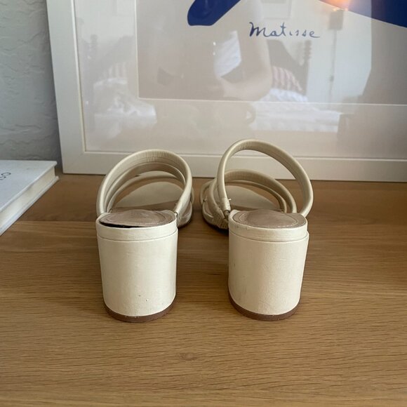 Schutz Olly Mid Block Nappa Leather Sandal in Eggshell, Size 8 - Picture 5 of 6